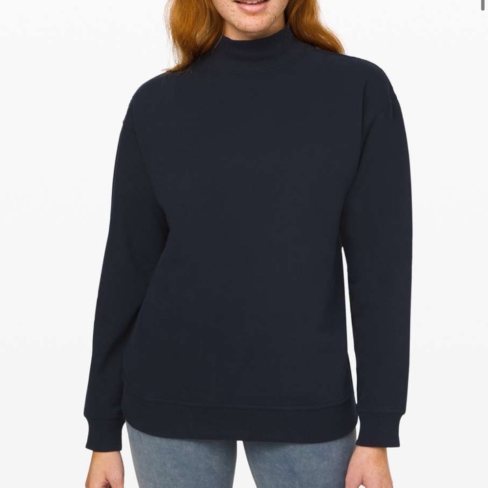 LULULEMON All Yours navy mock neck fleece sweatshirt